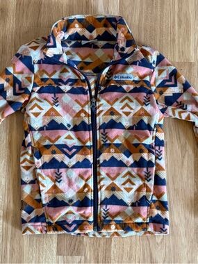 EUC Columbia Girls' Benton Springs II Printed Fleece Jacket - Aztec Print - 7/8